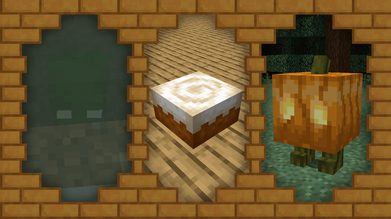 Information about SpookyJam: 2020. Left: Froglins, Center:Pumpkin Spice Everything, Right:Mystical Pumpkins