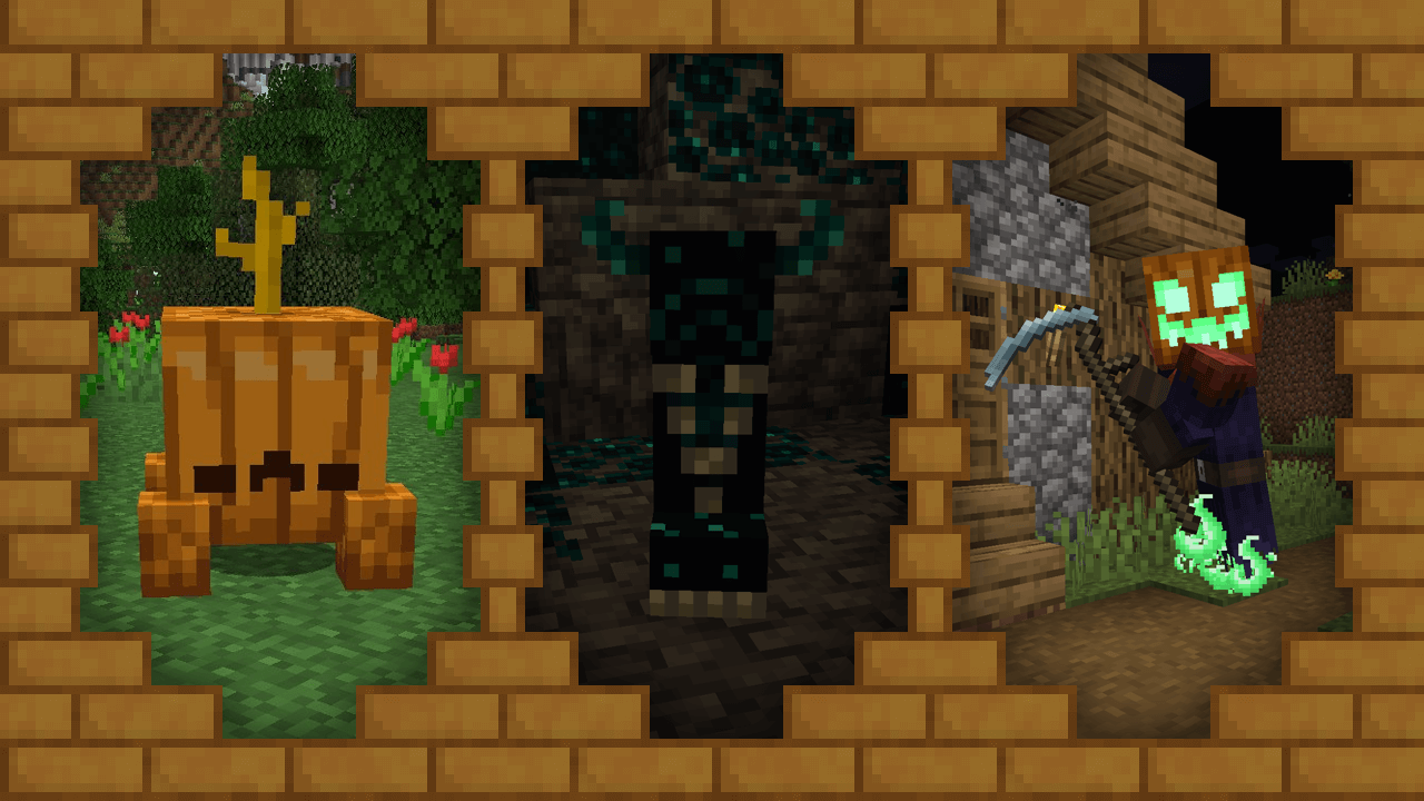 Information about SpookyJam: 2024. Left: Pumpkin Pastures, Center:Echoes, Right:LUMINOUS: HALLOWEEN